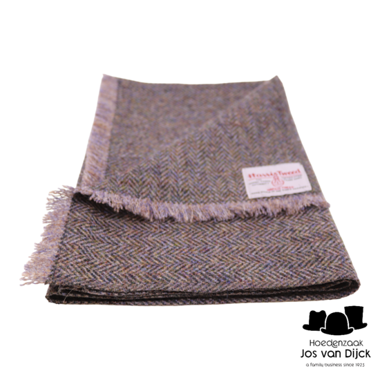 city sport sjaal harris tweed grof visgraat taupe spikkel multi 