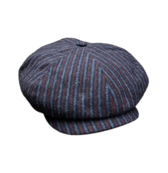 stetson 8 panel newsboy cap stripe wool navy burgundy