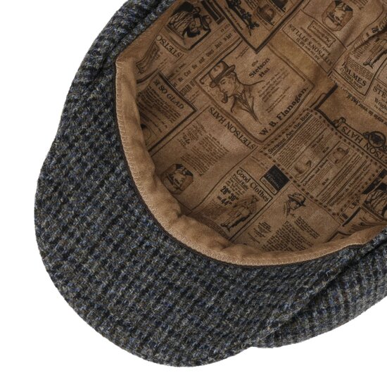 stetson newsboy cap hatteras harris tweed grijs blauw