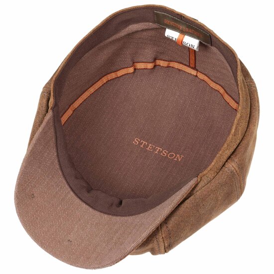 stetson hatteras newsboy cap pigskin leather brown