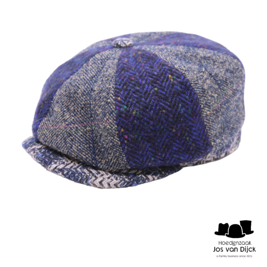 alfonso deste kyoto newsboy cap wol multidessin blauw