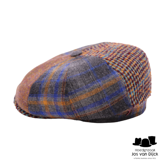 alfonso deste kyoto newsboy cap wol multidessin terra blauw