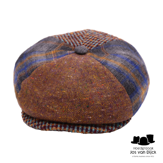 alfonso deste kyoto newsboy cap wol multidessin terra blauw