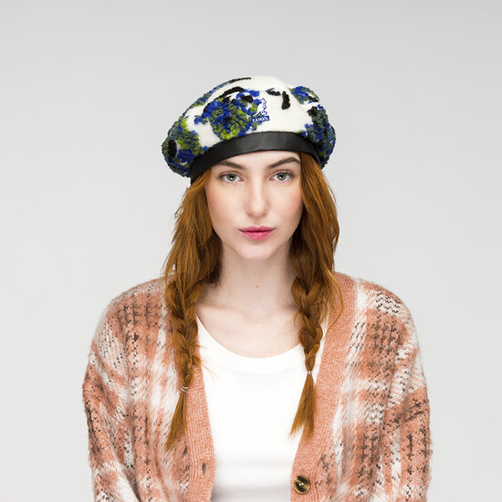 kangol beret wooly floral cream