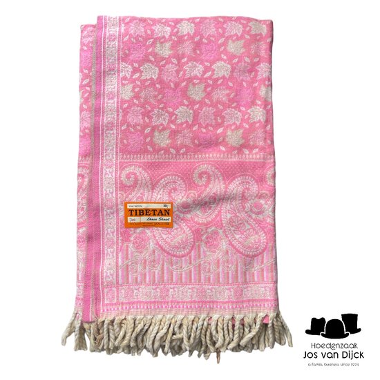 onkar tibetan blanket scarf yak wolmix cotton candy pink