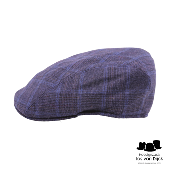 jos van dijck ivy pet split wol tartan donkerblauw