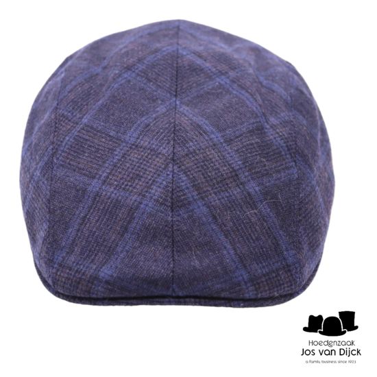 jos van dijck ivy pet split wol tartan donkerblauw