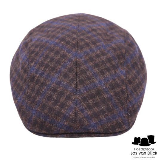 jos van dijck ivy pet sixpanel wol ruit bruin en blauw