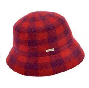 seeberger bucket hat gingham wol burgundy