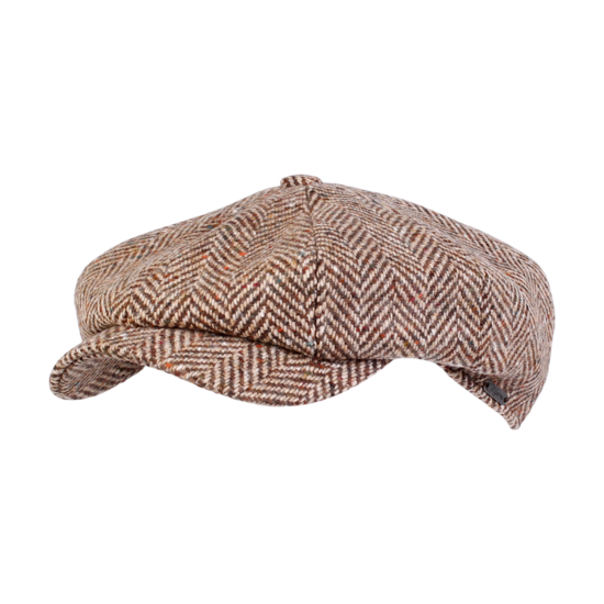 wigens newsboy retro cap magee wool herringbone light brown