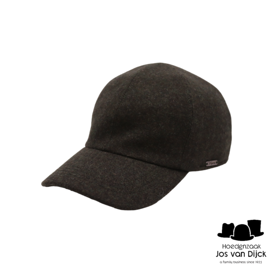 wigens baseball classic cap met oorklep wol olive melange