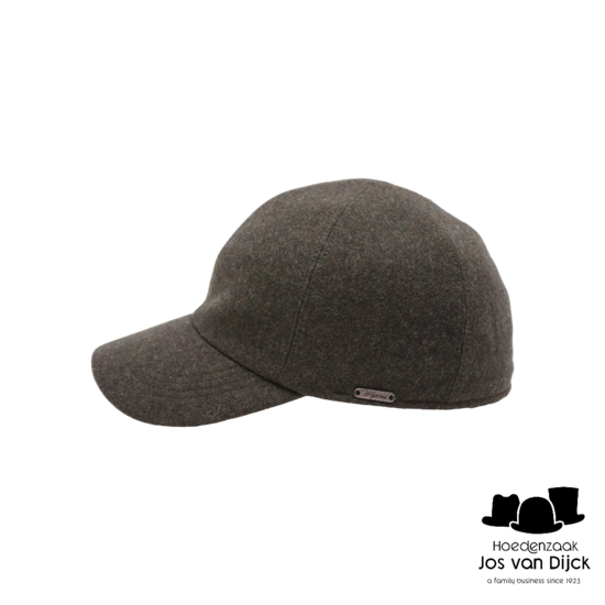 wigens baseball classic cap met oorklep wol olive melange