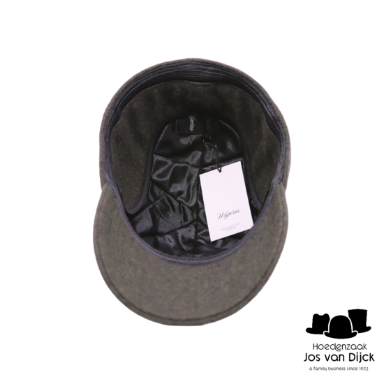 wigens baseball classic cap met oorklep wol olive melange