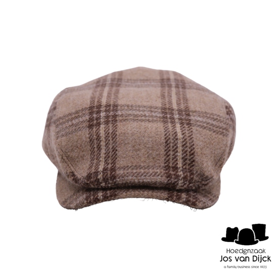 wigens ivy contemporary cap wool tartan light brown beige melange