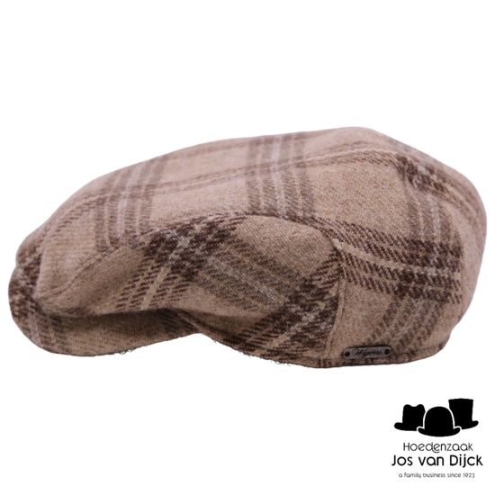 wigens ivy contemporary cap wool tartan light brown beige melange