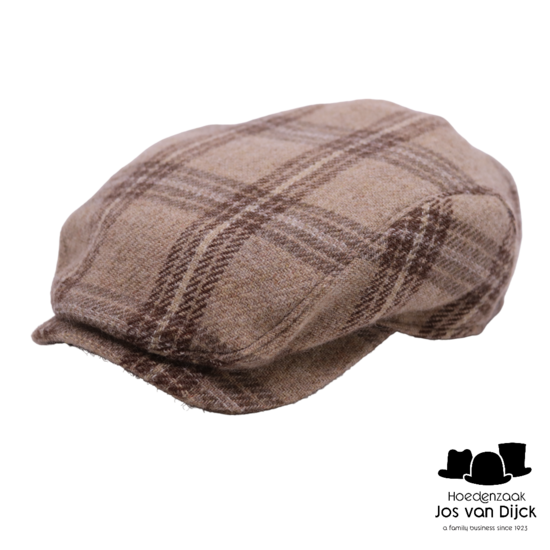 wigens ivy contemporary cap wool tartan light brown beige melange