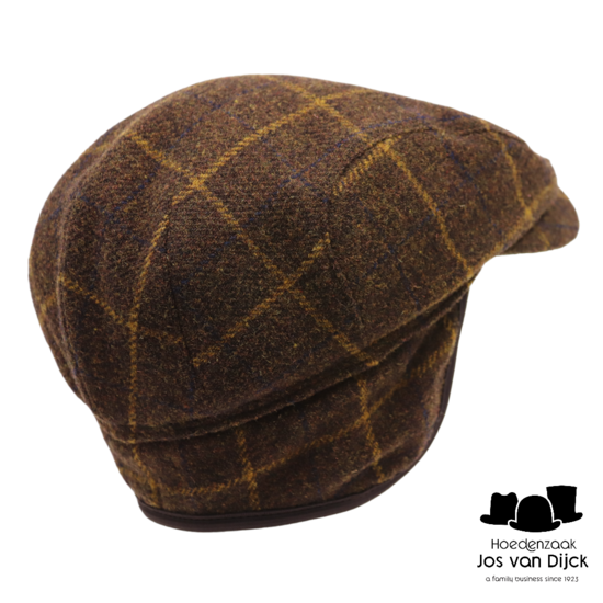 wigens ivy contemporary cap wool tartan earflaps dark brown