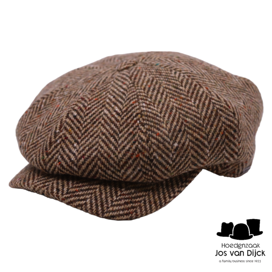 wigens newsboy retro cap magee wool herringbone light brown