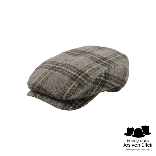 wigens ivy contemporary cap wool tartan sage green melange