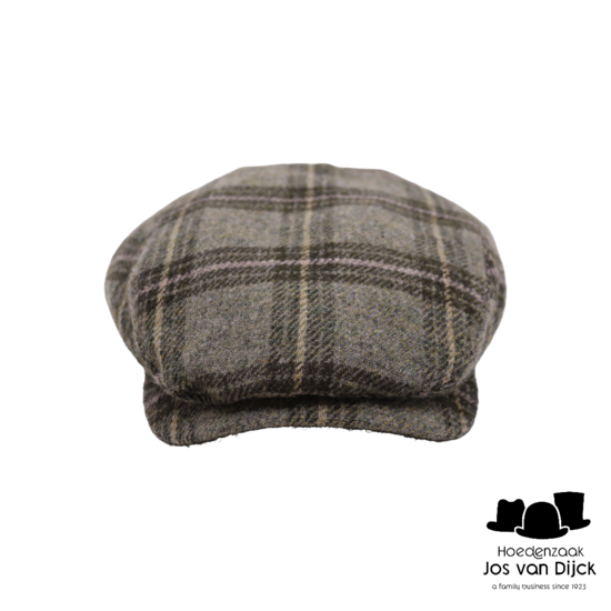 wigens ivy contemporary cap wool tartan sage green melange