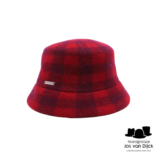 seeberger bucket hat gingham wol burgundy