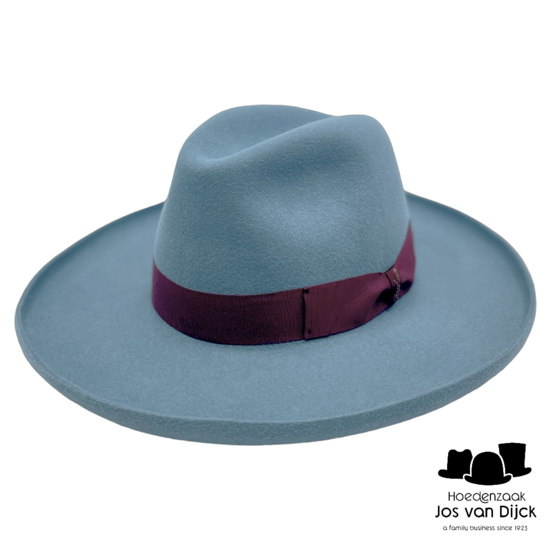 borsalino alessandria fedora pencil roll brim light teal