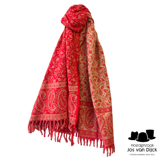 onkar tibetan blanket scarf yak wolmix flame red 