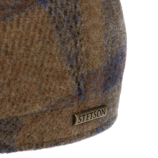 stetson newsboy cap hatteras check woolmix sand navy