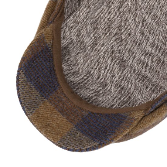 stetson newsboy cap hatteras check woolmix sand navy