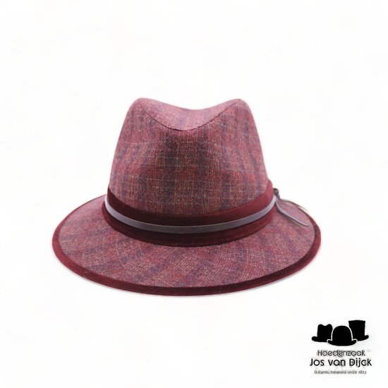 jos van dijck fedora tweedhoed plaid bordeaux