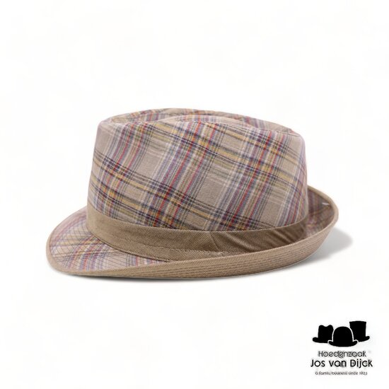 mida trilby lino ruit beige multi