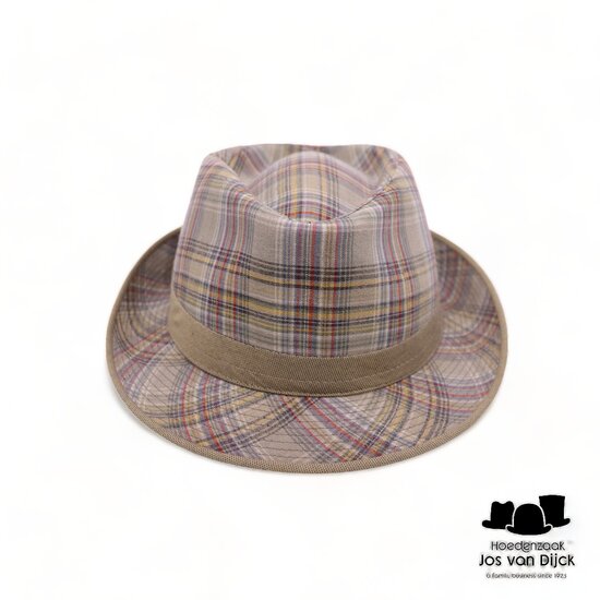 mida trilby lino ruit beige multi