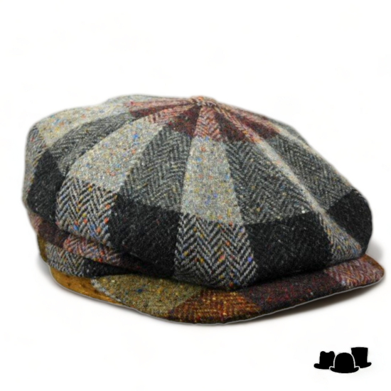 City Sport Newsboy Cap Donegal Tweed Taupe Bordeaux