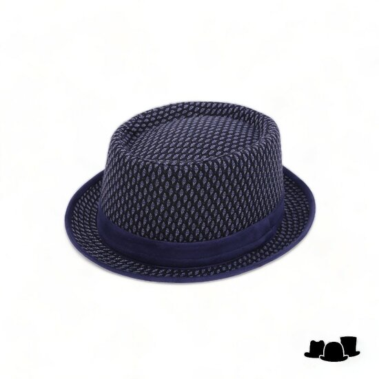 jos van dijck pork pie wolmix suedine navy argyle 