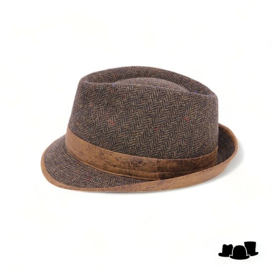 jos van dijck trilby wol visgraat taupe bruin