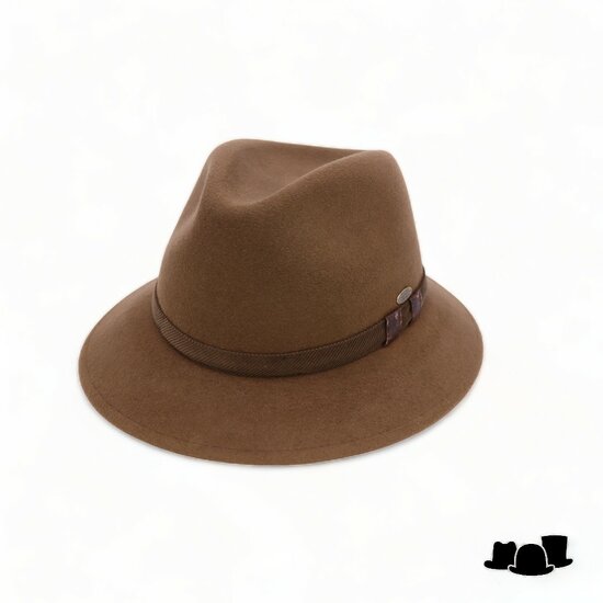 mayser punta fedora met oorklepen wolvilt camel