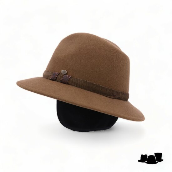 mayser punta fedora met oorklepen wolvilt camel