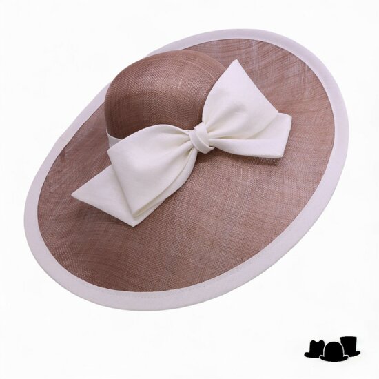 whiteley occasion hat wide brim bow sinamay cappuccino