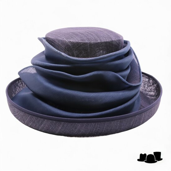 whiteley sinamay rechte bol silk navy licht verkleurd