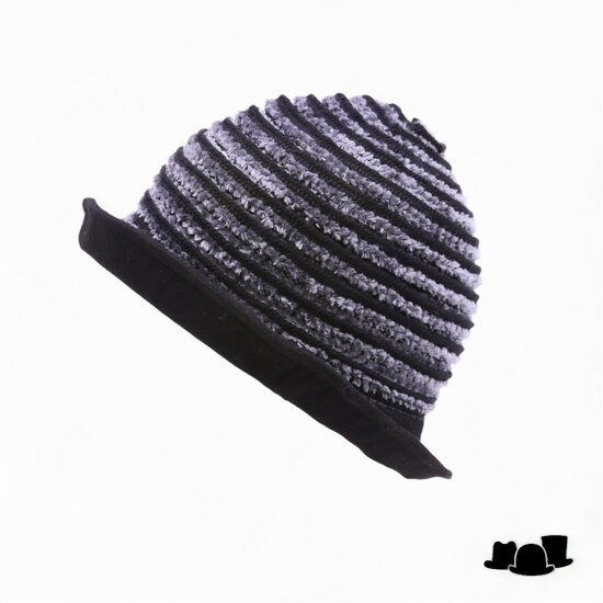 hats dreams clochehoed chenille wolmix zwart en grijs