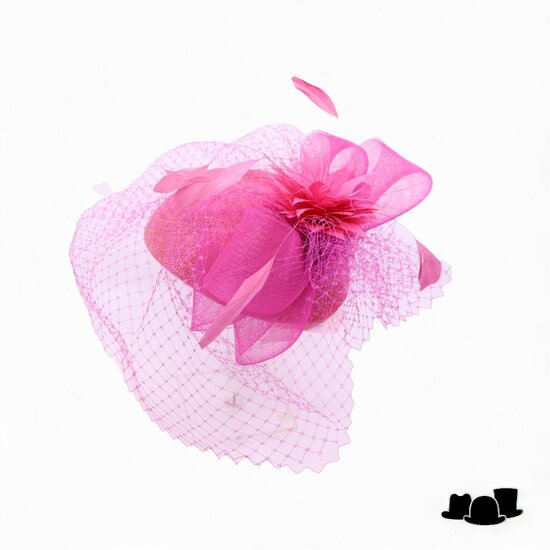 soprattutto fascinator dopje met voile en veren coral