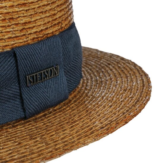 stetson boater palm straw cognac