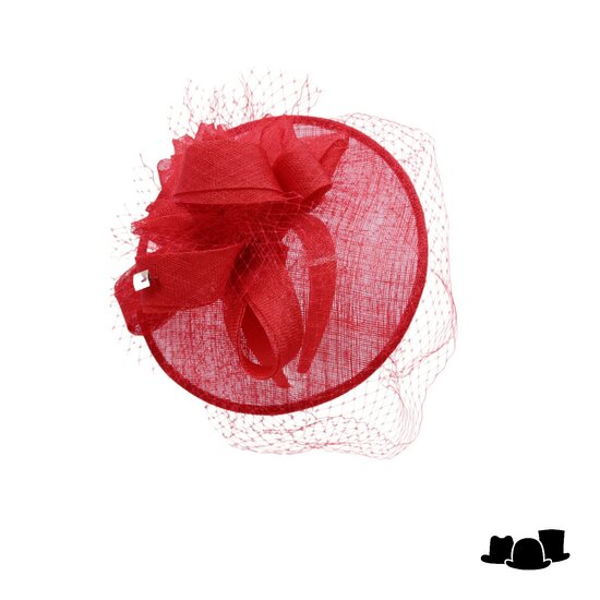 bedacht fascinator ines krullen sinamay en voile rood