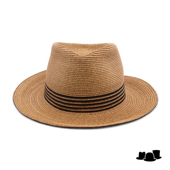 bedacht zomer fedora josie papiermix camel zwart