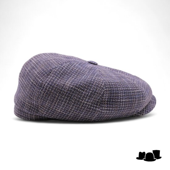 stetson newsboy cap hatteras linnen mix bruin blauw