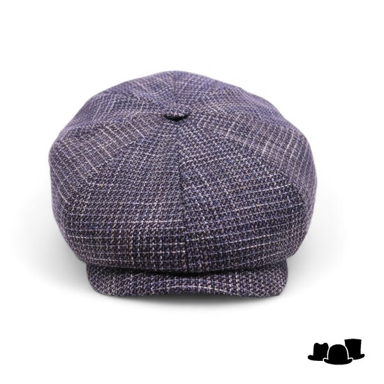 stetson newsboy cap hatteras linnen mix bruin blauw