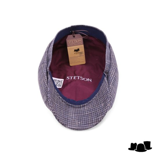 stetson newsboy cap hatteras linnen mix bruin blauw