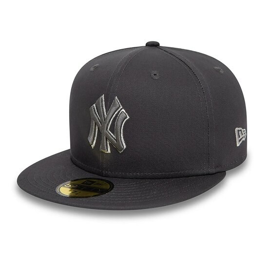 new era fitted baseball cap 59fifty new york yankees metallic outline grey