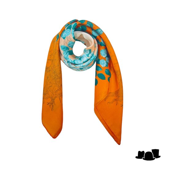 onkar neckerchief leaves orange and sage green