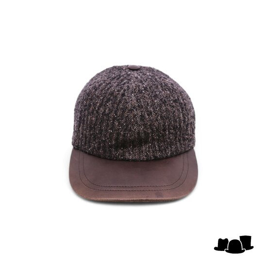 alfonso deste baseball cap zwart met afwerking bruin